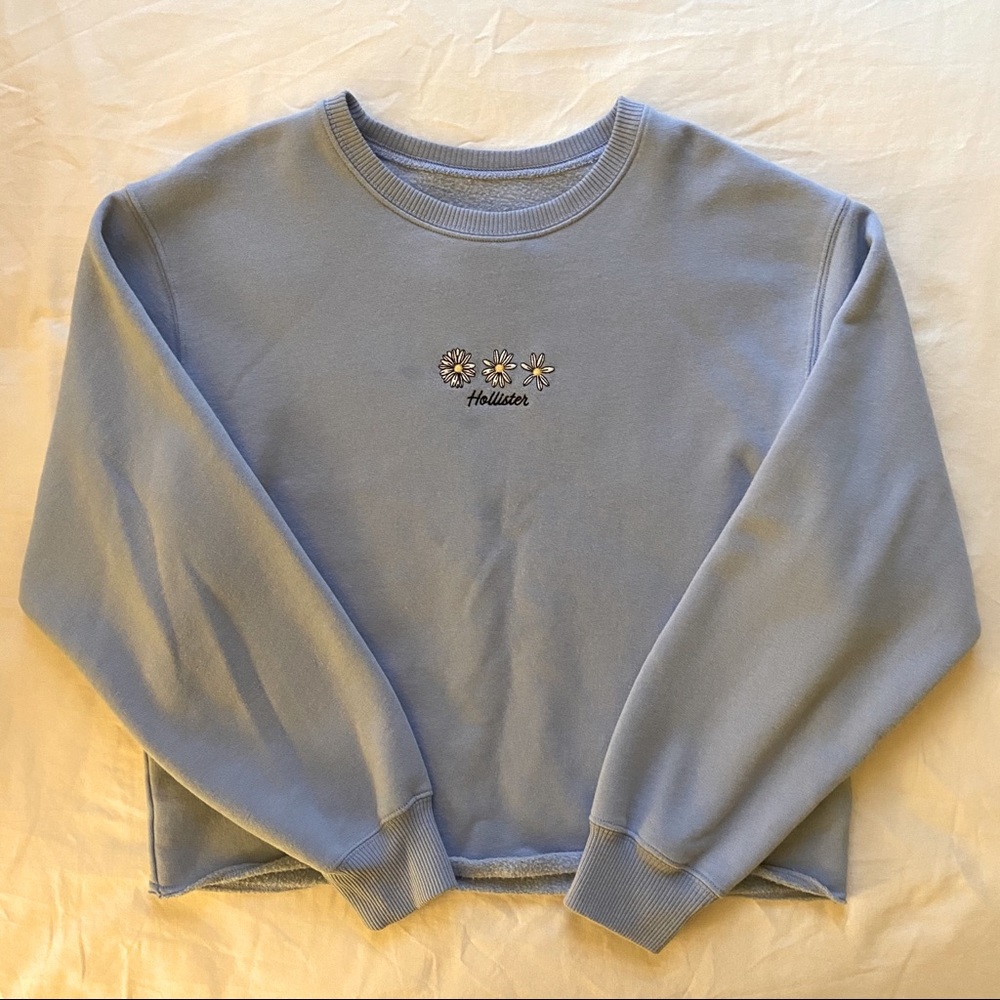 blue flower embroidered sweatshirt from hollister!